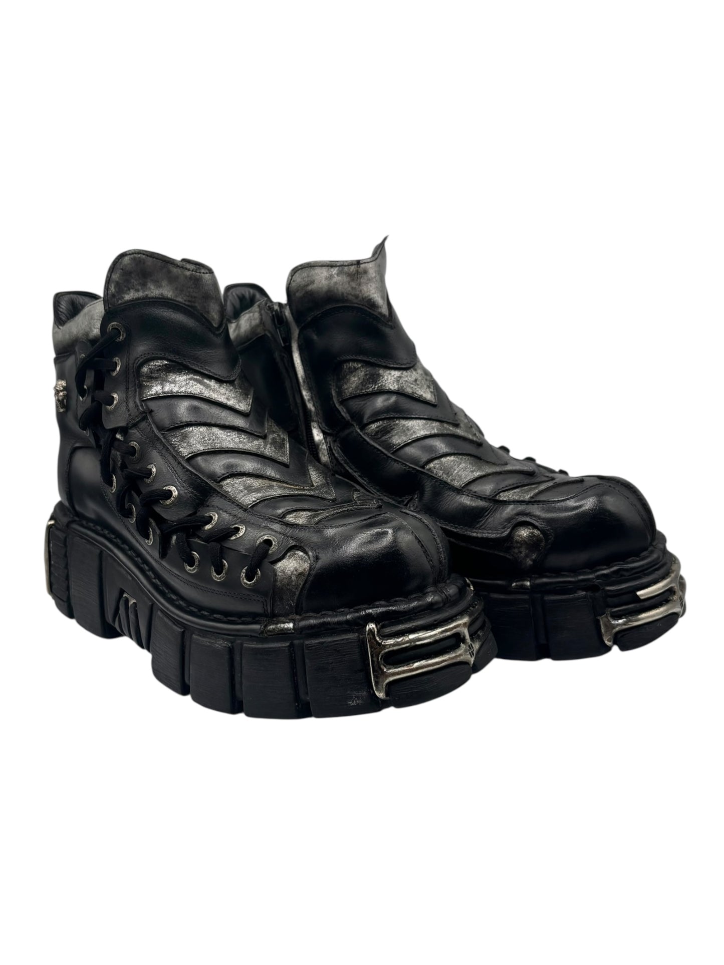 SUPER RARE vintage New Rock side lace platform boots