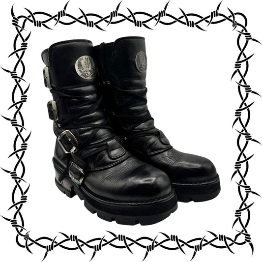 Vintage New Rock leather mid-calf boots