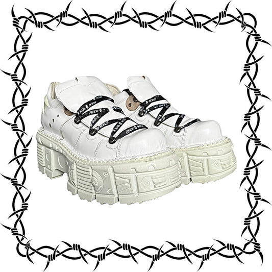 New Rock white M-TANK leather platform boots