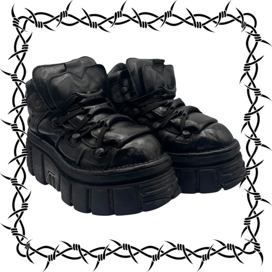 New Rock M-106 all black platform boots