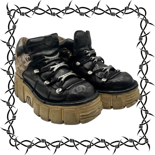 New Rock M-106 black/mustard platform boots