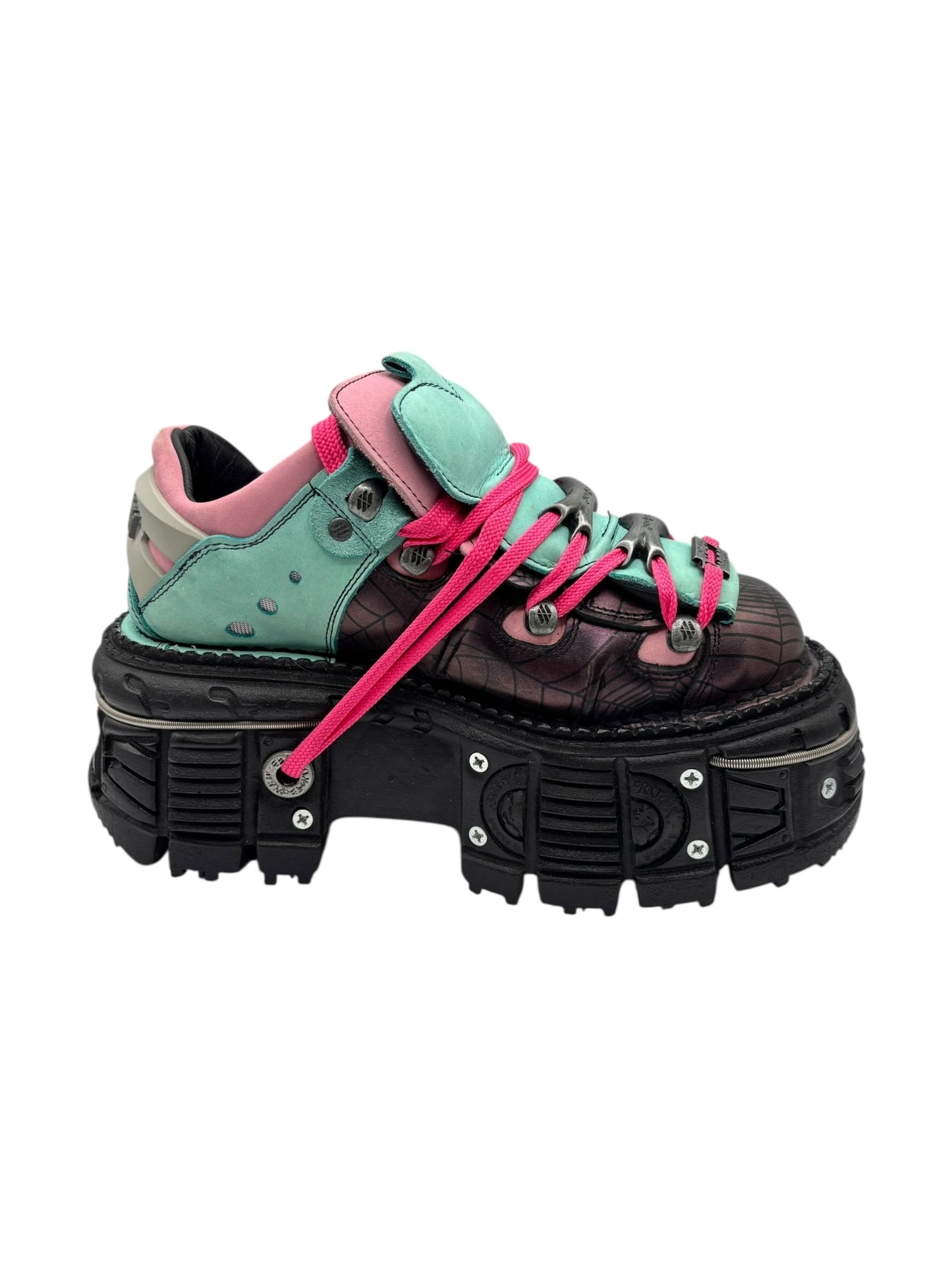 Limited edition New Rock cyan/pink platform boots
