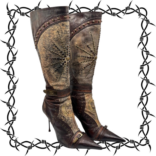 Beautiful vintage El Dantes brown colored pointy leather boots