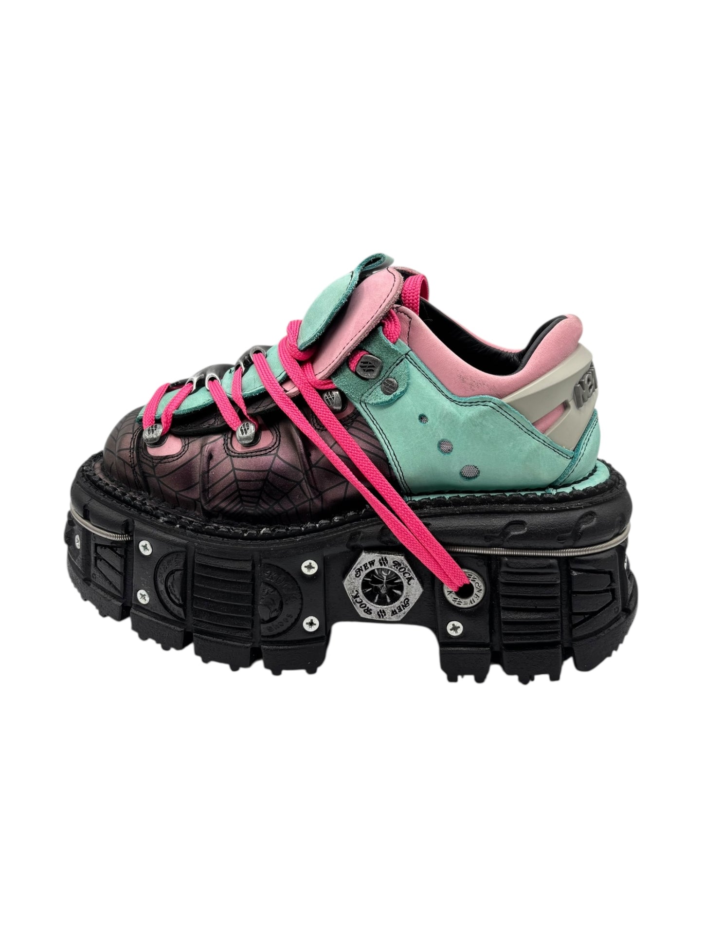 Limited edition New Rock cyan/pink platform boots