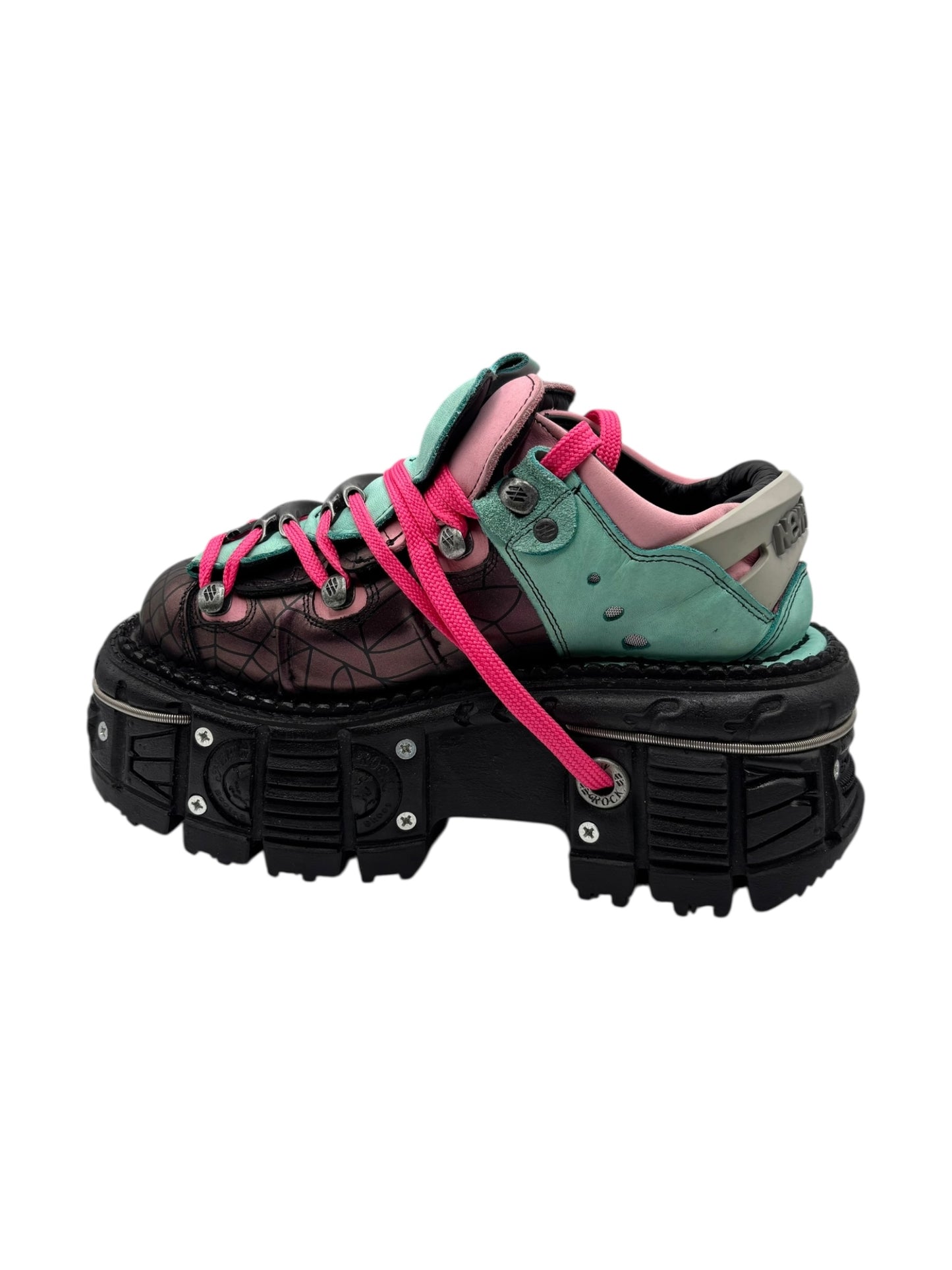 Limited edition New Rock cyan/pink platform boots