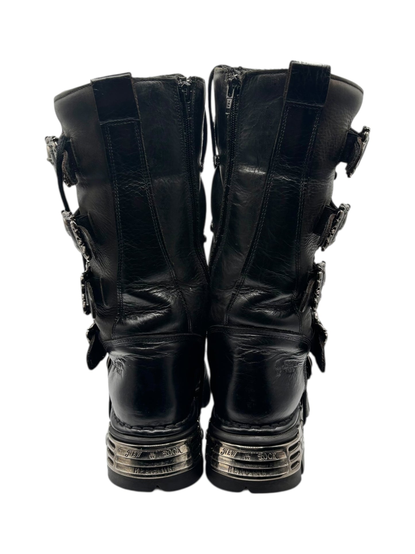 Vintage New Rock knee high leather cross boots