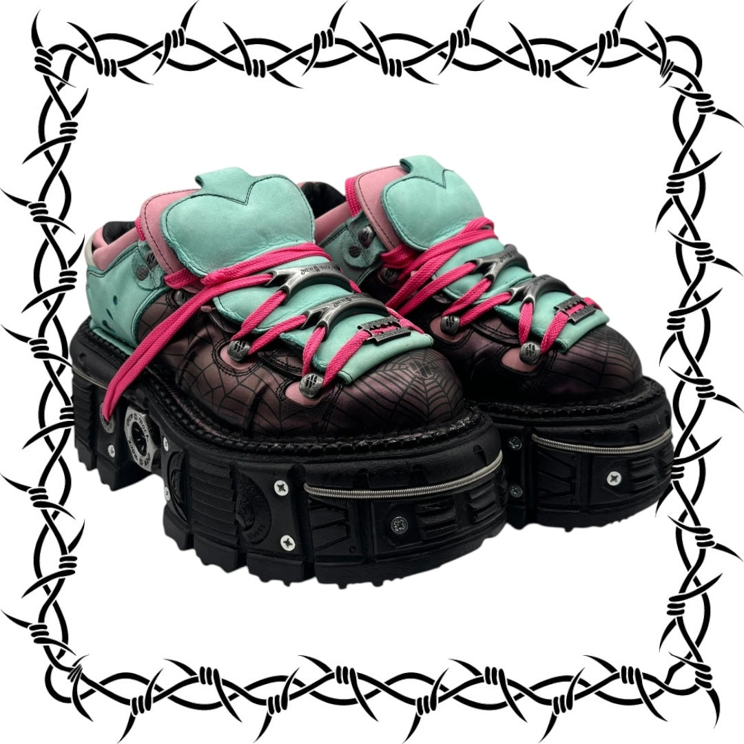 Limited edition New Rock cyan/pink platform boots