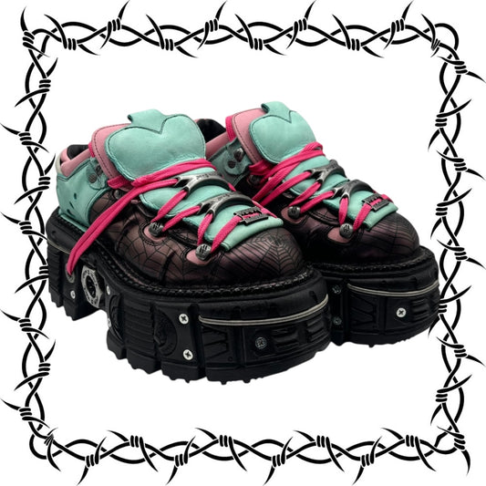 Limited edition New Rock cyan/pink platform boots